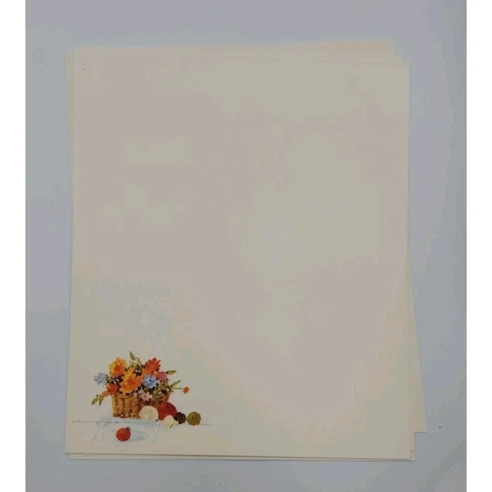 HALLMARK Vintage Stationery Flower‎ Basket Fruit And Veggies READ